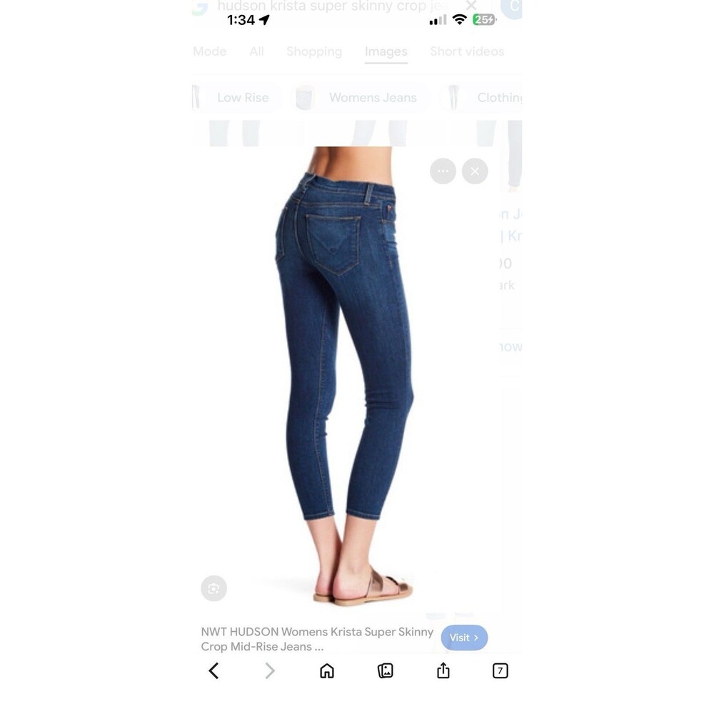 NWT HUDSON Womens Krista Super Skinny Crop Mid-Rise Jeans Size 28